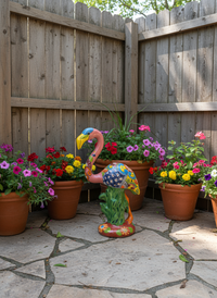 Pink Flamingo Garden Decor & Yard Art, Talavera Pottery to use as Home Decor, Porch Decoration or Outdoor Decor