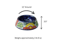 Round Talavera Dog Bowl | Hand Painted Mexican Ceramic Pet Food Dish | Pet Lover Gift