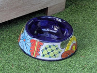 Round Talavera Dog Bowl | Hand Painted Mexican Ceramic Pet Food Dish | Pet Lover Gift