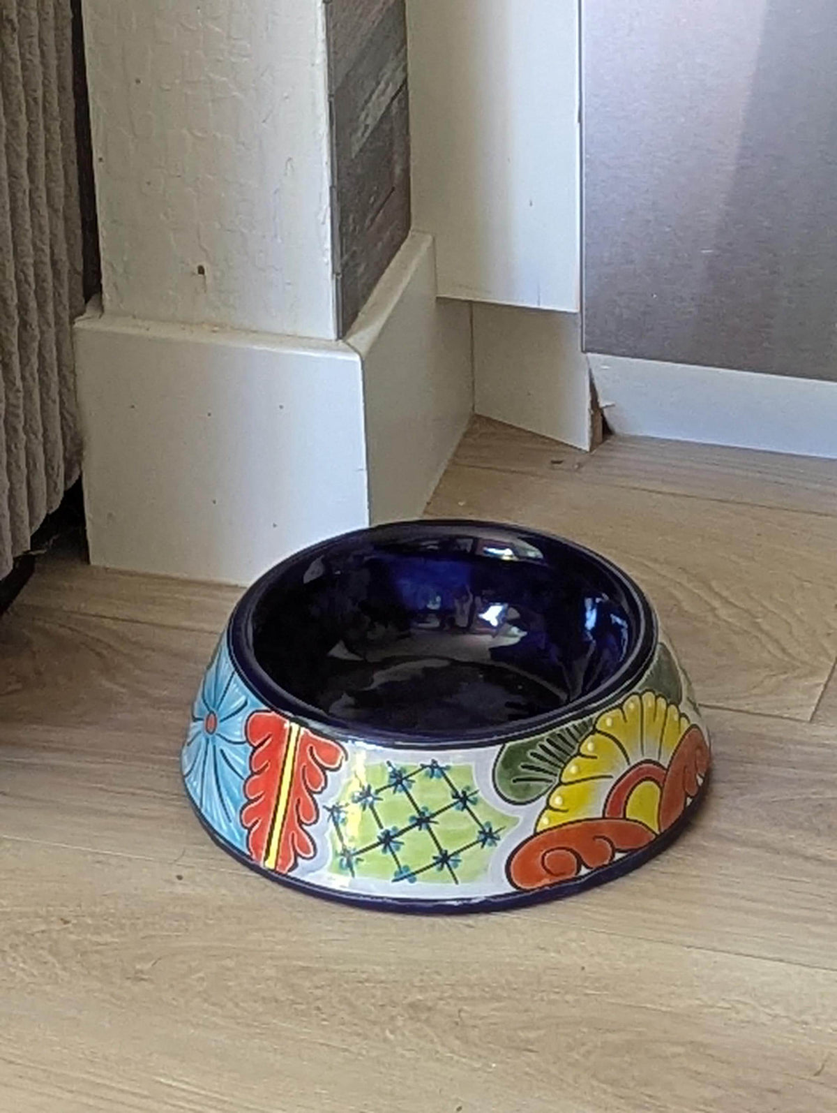 Round Talavera Dog Bowl | Hand Painted Mexican Ceramic Pet Food Dish | Pet Lover Gift