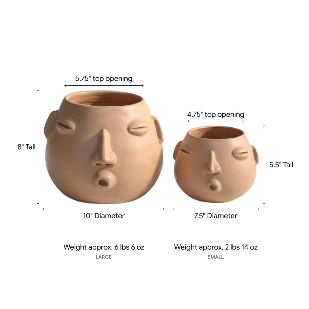Whistler Face Planter is Handmade Mexican Pottery from Atzompa, Mexico, Home Decor, Indoor or Outdoor Decor