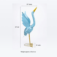 Heron Garden Statues, Handcrafted Rustic Metal Yard Art for Home, Porch or Outdoor Décorations