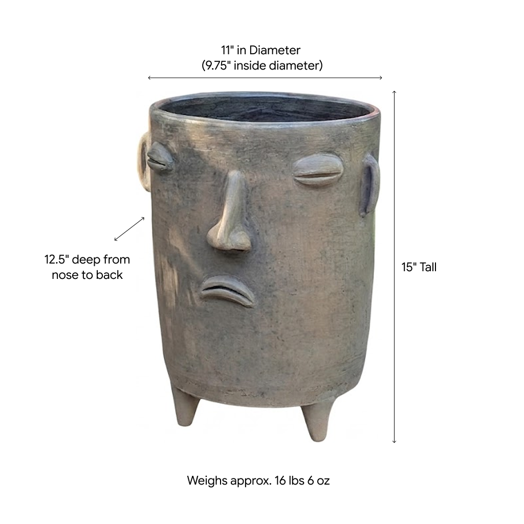 Sad Face Planter | Handmade Mexican Pottery | Artisan Flower Pot Home Decor