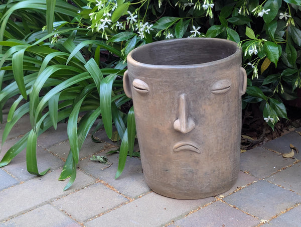 Sad Face Planter | Handmade Mexican Pottery | Artisan Flower Pot Home Decor