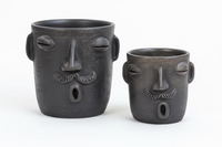 Whistling Mustache Face Planter | Handcrafted Mexican Pottery from Atzompa, Oaxaca