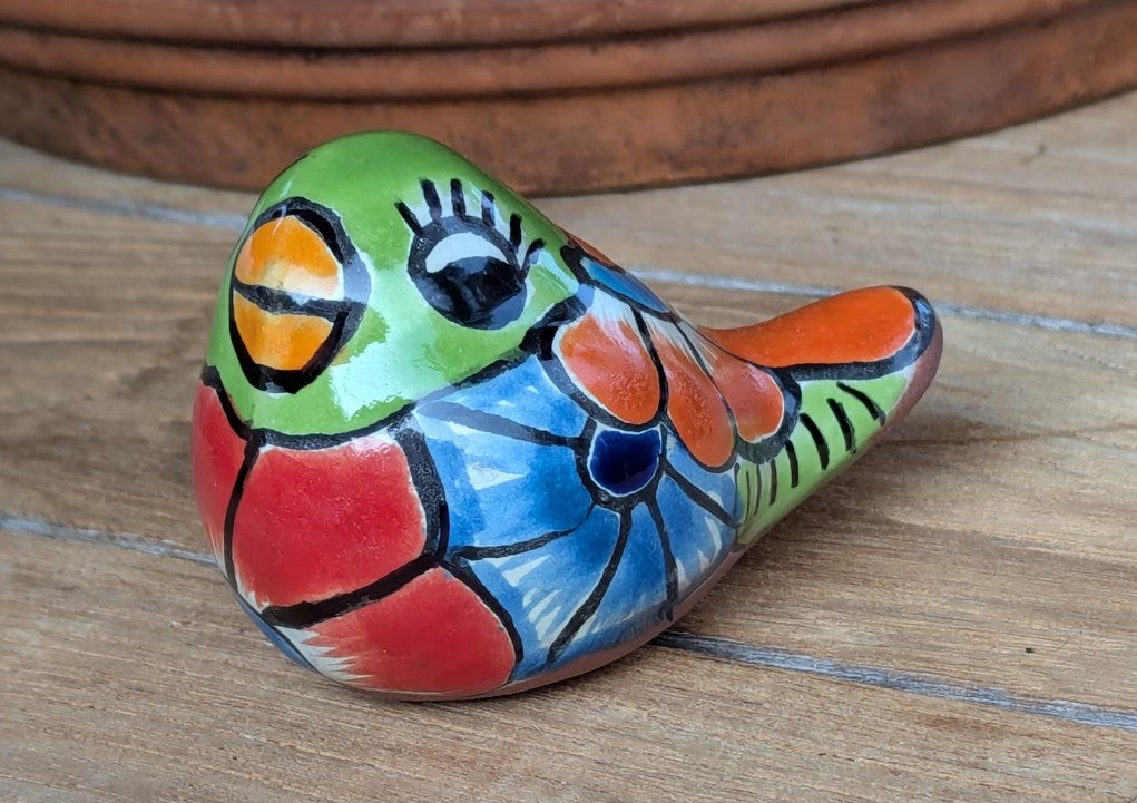 Talavera Birdie Home Decor | Ceramic Pottery Bird Statue & Small Bird Decor, Colorful Bird Art for Home, Yard or Garden Decor