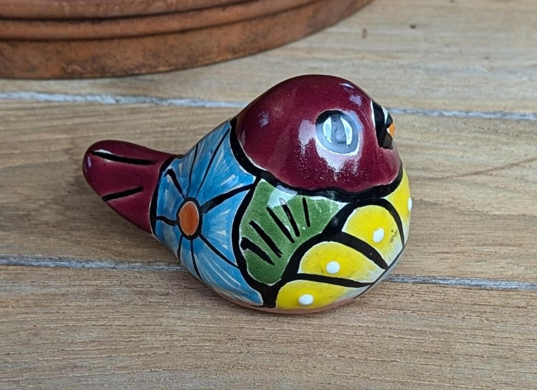 Talavera Birdie Home Decor | Ceramic Pottery Bird Statue & Small Bird Decor, Colorful Bird Art for Home, Yard or Garden Decor