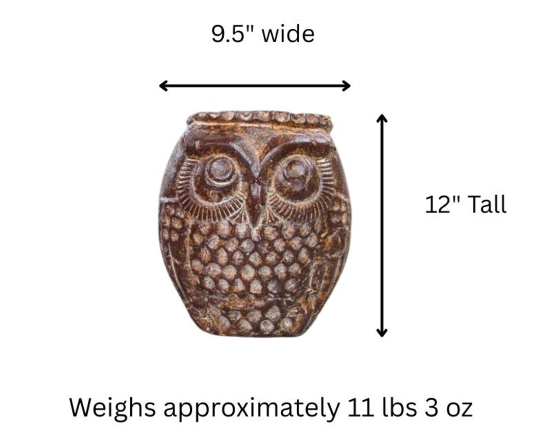 Handmade Mexican Owl Planter Pot | Brown Ceramic Garden Decor