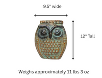 Hand-Painted Clay Owl Planter | Brown and Green Ceramic Pot | Garden Gift