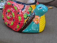 CHIPPED Talavera Snail Planter | Hand-painted Mexican Pottery Garden Decor