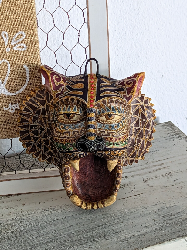 Jaguar Wall Art Home Decor, Mexican Animal Folk Art Figurine, Clay Pottery by Jose Juan Aguilar of Oaxaca, Mexico