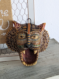 Jaguar Wall Art Home Decor, Mexican Animal Folk Art Figurine, Clay Pottery by Jose Juan Aguilar of Oaxaca, Mexico