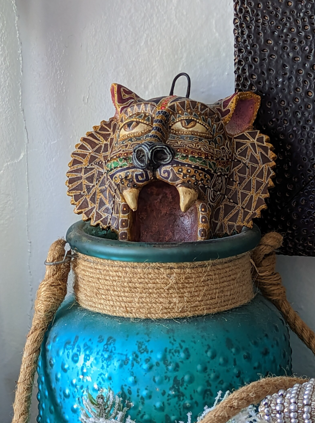 Jaguar Wall Art Home Decor, Mexican Animal Folk Art Figurine, Clay Pottery by Jose Juan Aguilar of Oaxaca, Mexico