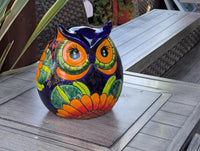 Sunflower Owl Mexican Flower Pot | Ceramic Talavera Pottery Works Indoor or Outdoor as Home Decor or Garden Decor