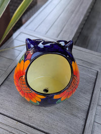 Sunflower Owl Mexican Flower Pot | Ceramic Talavera Pottery Works Indoor or Outdoor as Home Decor or Garden Decor
