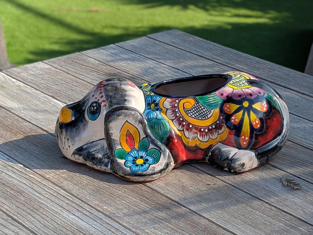 Talavera Bloodhound Flower Pot for Outdoor or Garden Decorations, Dog Lover Gift from luv2brd.com