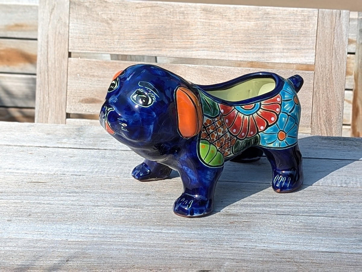 Talavera Bulldog Flower Pot for Outdoor or Garden Decorations, Dog Lover Gift rom luv2brd.com