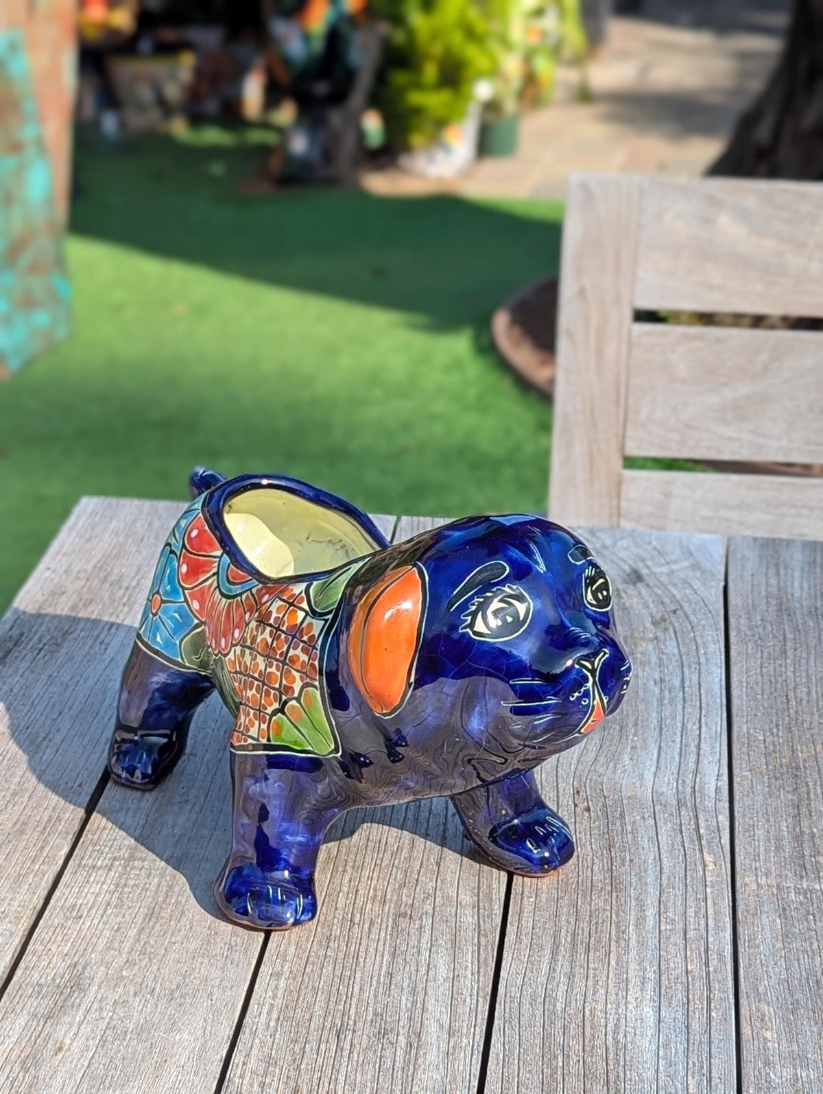 Talavera Bulldog Flower Pot for Outdoor or Garden Decorations, Dog Lover Gift rom luv2brd.com