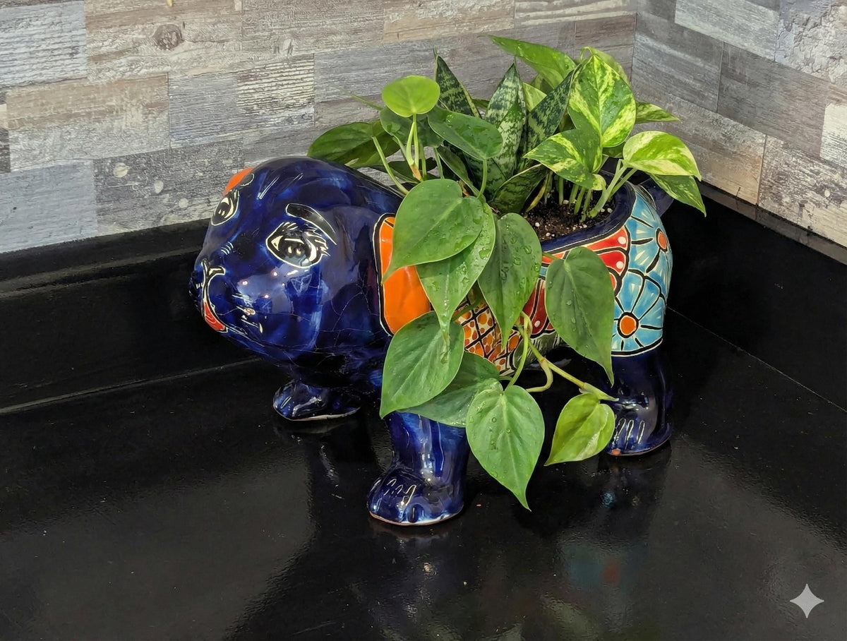 Talavera Bulldog Flower Pot for Outdoor or Garden Decorations, Dog Lover Gift rom luv2brd.com