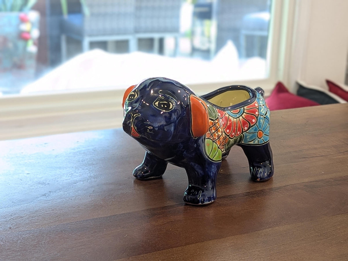 Talavera Bulldog Flower Pot for Outdoor or Garden Decorations, Dog Lover Gift rom luv2brd.com