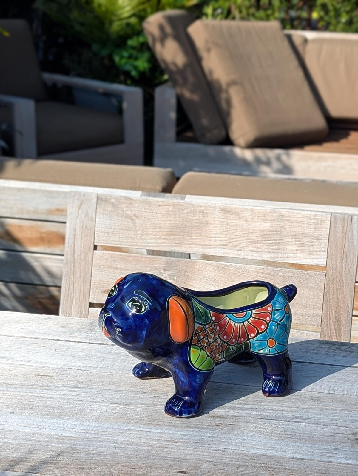 Talavera Bulldog Flower Pot for Outdoor or Garden Decorations, Dog Lover Gift rom luv2brd.com