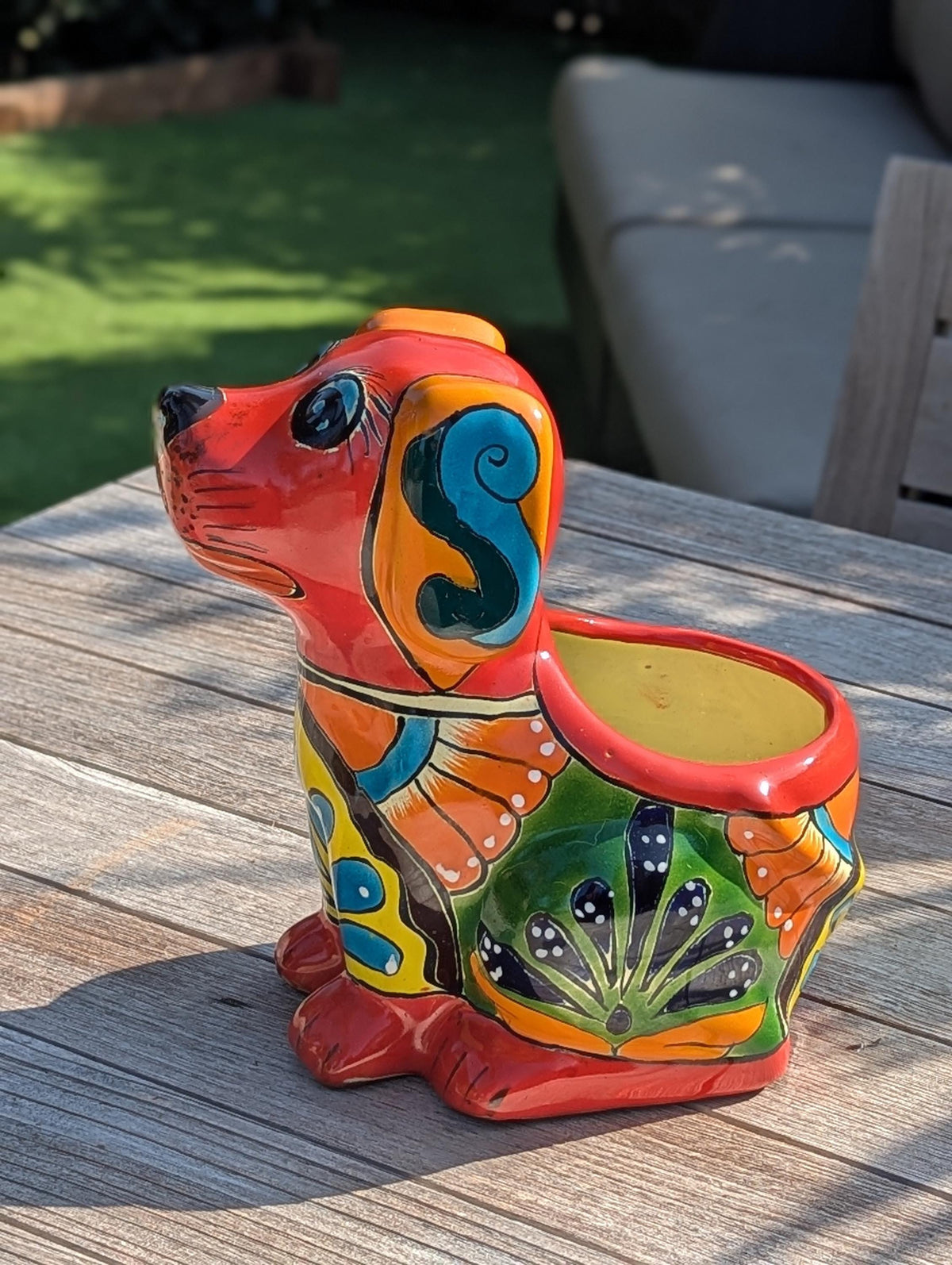 Talavera Dog Flower Pot for Outdoor Decor or Garden Decorations, Dog Lover Gift from luv2brd.com