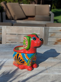Talavera Dog Flower Pot for Outdoor Decor or Garden Decorations, Dog Lover Gift