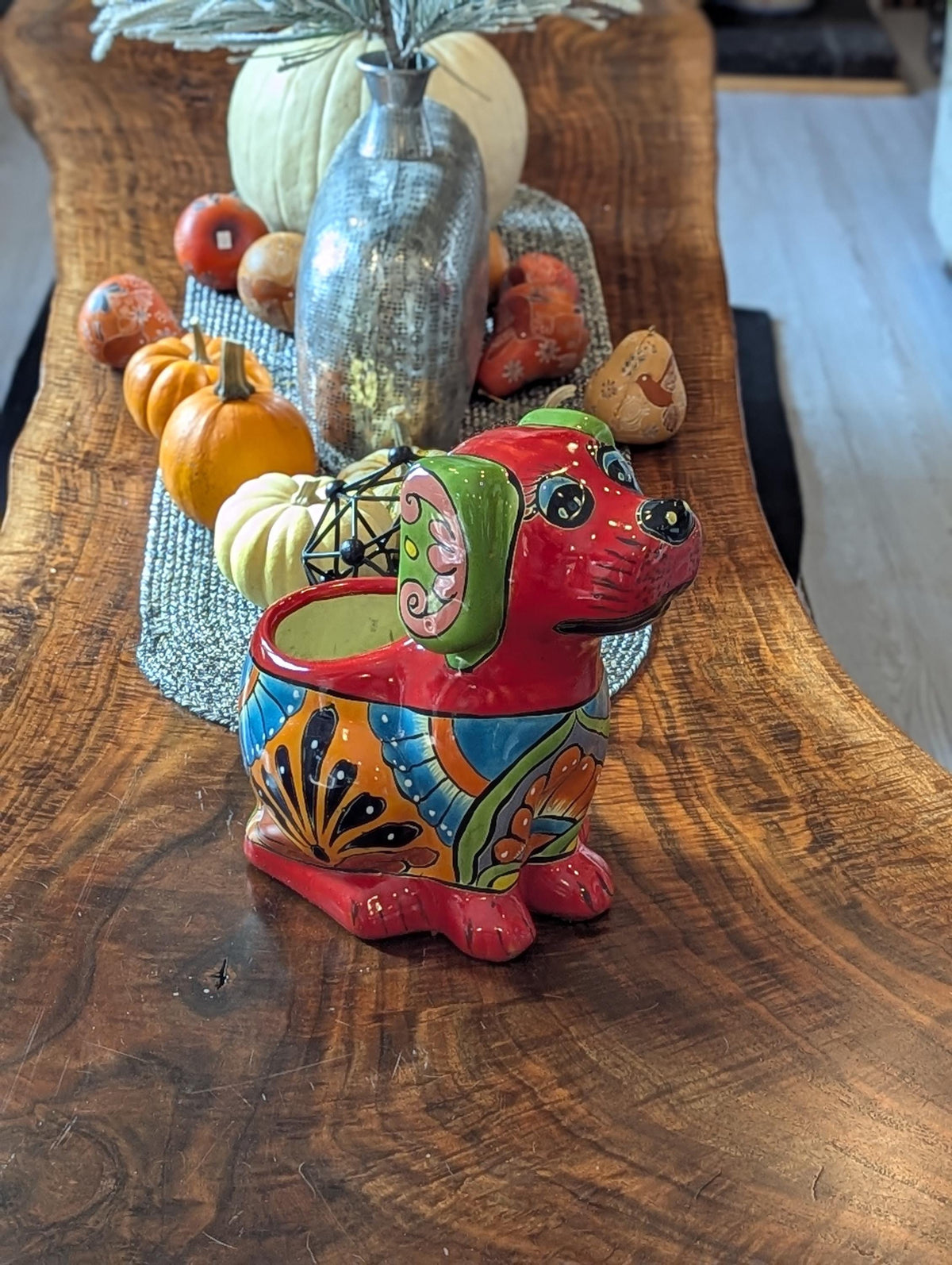 Talavera Dog Flower Pot for Outdoor Decor or Garden Decorations, Dog Lover Gift