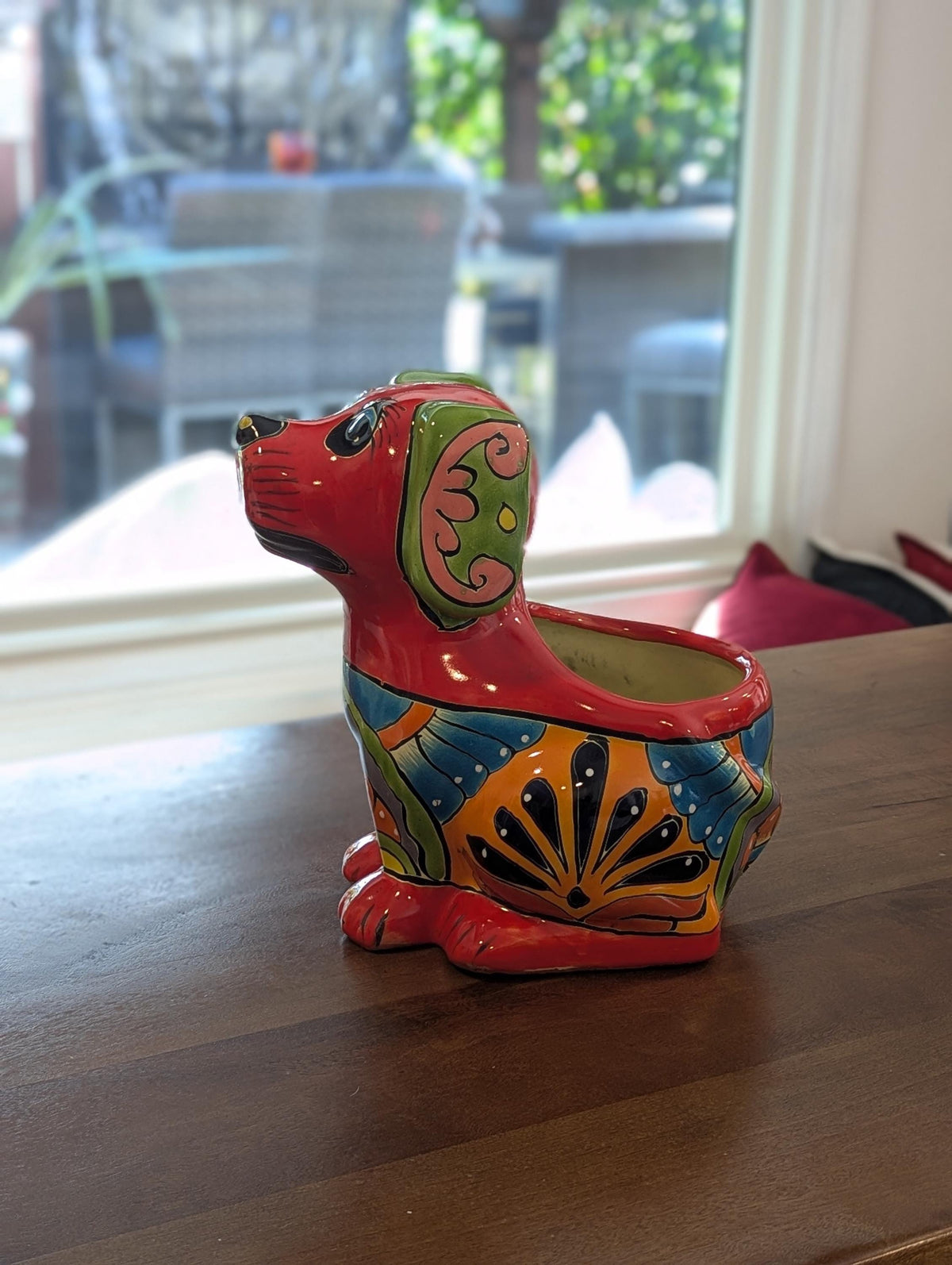 Talavera Dog Flower Pot for Outdoor Decor or Garden Decorations, Dog Lover Gift
