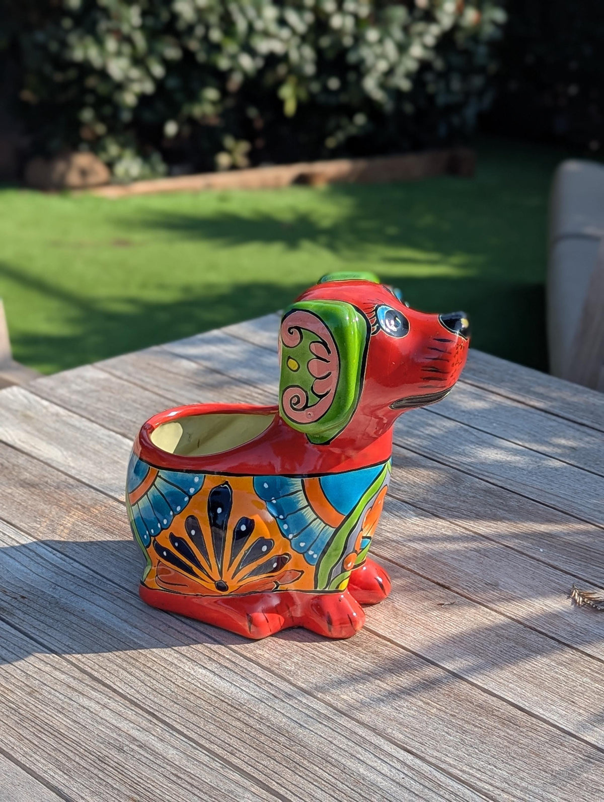 Talavera Dog Flower Pot for Outdoor Decor or Garden Decorations, Dog Lover Gift