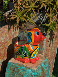 Talavera Dog Flower Pot for Outdoor Decor or Garden Decorations, Dog Lover Gift from luv2brd.com