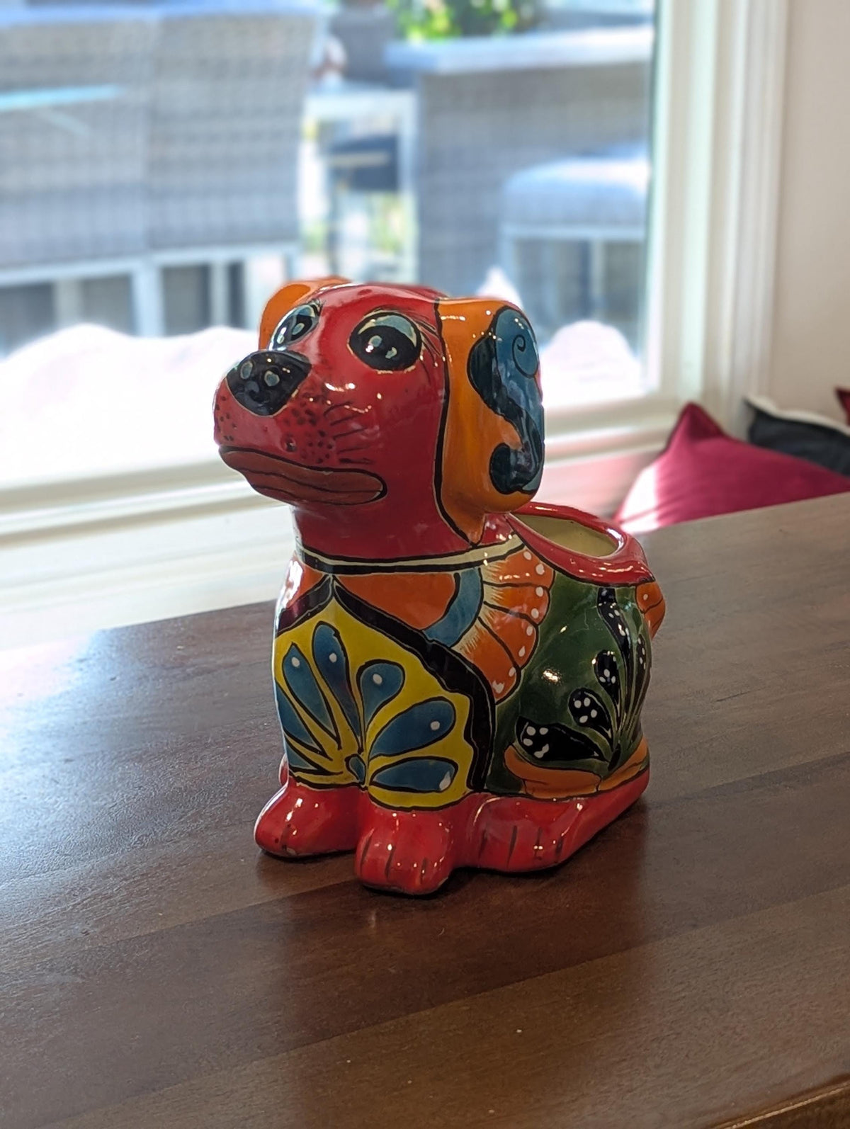 Talavera Dog Flower Pot for Outdoor Decor or Garden Decorations, Dog Lover Gift from luv2brd.com