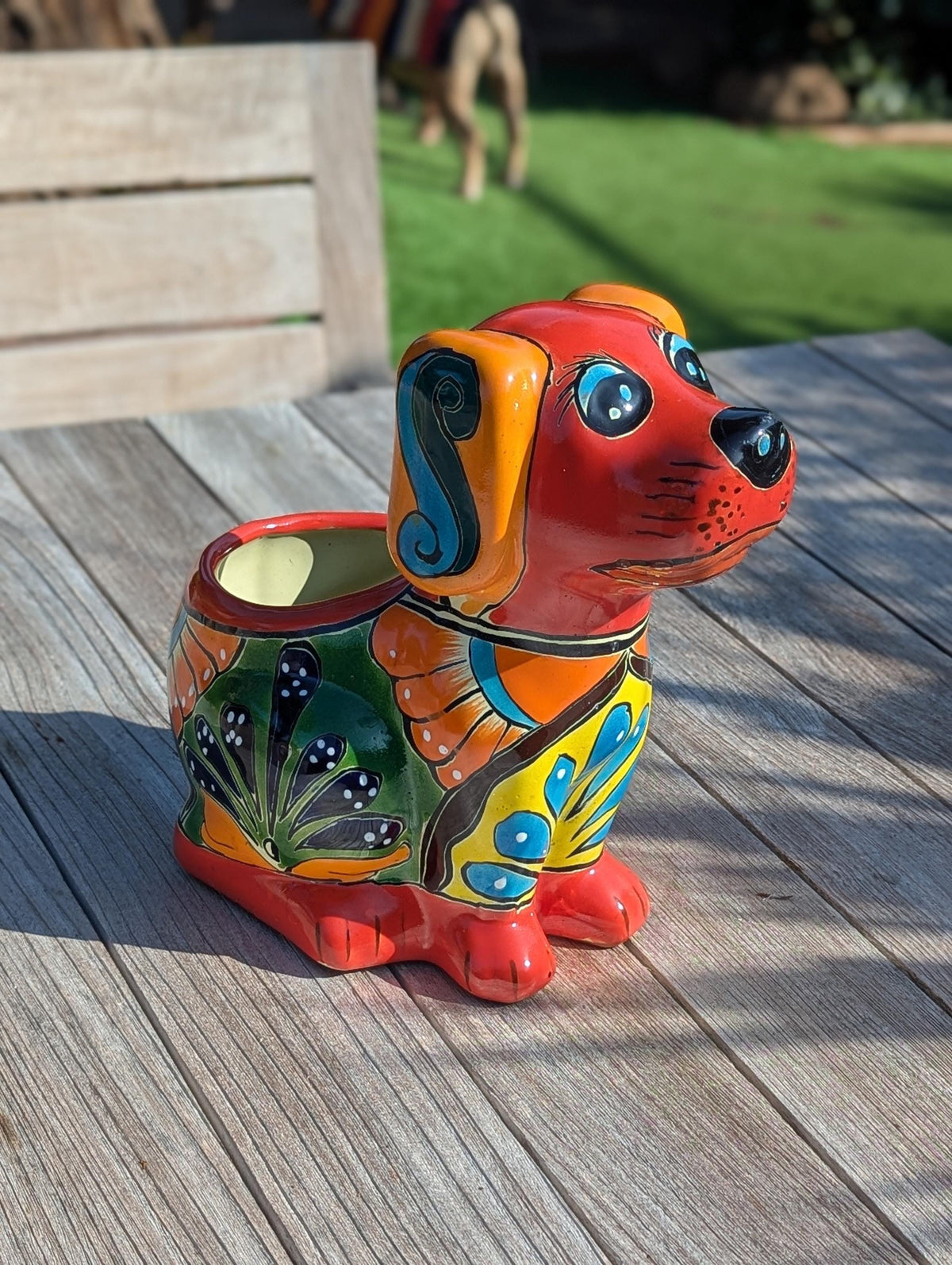 Talavera Dog Flower Pot for Outdoor Decor or Garden Decorations, Dog Lover Gift from luv2brd.com