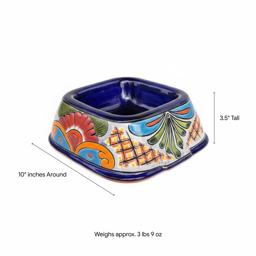 Talavera Dog Bowl: Hand-Painted Ceramic Mexican Pet Food Dish
