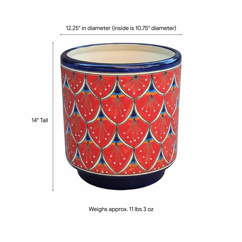 Talavera Planter | Watermelon Slices is 14" Handmade Ceramic Mexican Pottery