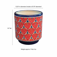 Talavera Planter | Watermelon Slices is 14" Handmade Ceramic Mexican Pottery