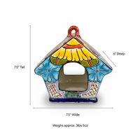Talavera Pottery Bird Feeder, Decorative Hanging Mexican Ceramic Feeder
