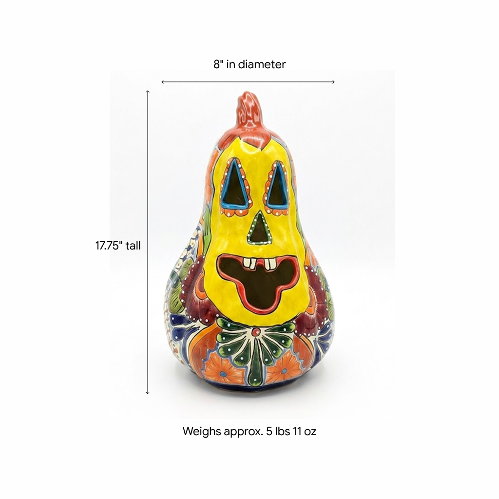 Talavera Pumpkin: Handmade Ceramic Jack-o-Lantern Halloween Decor