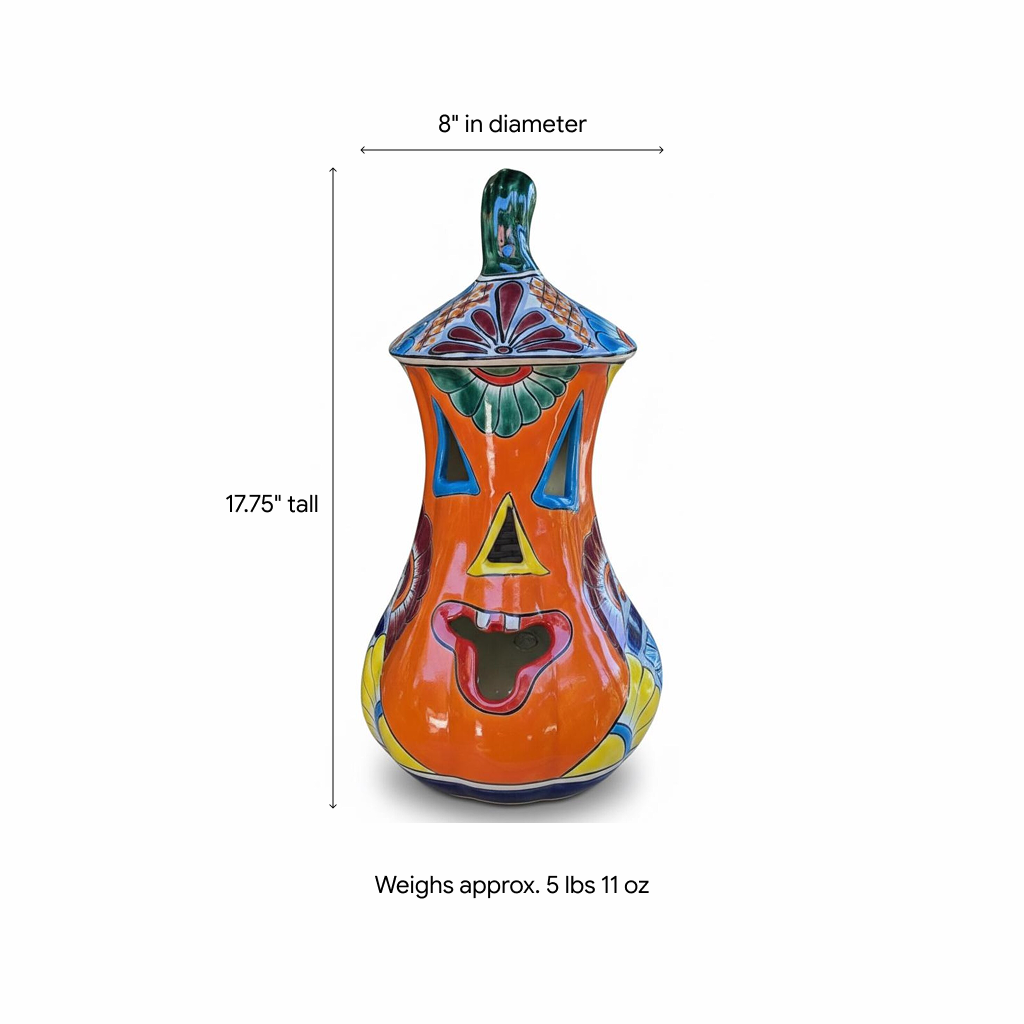 Talavera Pumpkin | Handmade Jack-o-Lantern is Mexican Halloween Decor