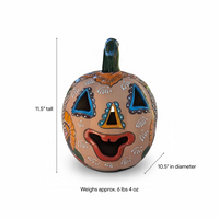 Talavera Pumpkin Halloween Decor | Mexican Pottery Jack-o-Lantern for Trick-or-Treat  | Handmade Candle Holder