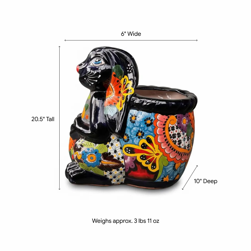 Talavera Rabbit Planter | Handmade Mexican Garden Decor | Ceramic Garden Gift
