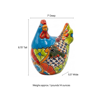 Talavera Rooster | Ceramic Pottery Hand-painted in Mexico, Yard Art & Home Decor