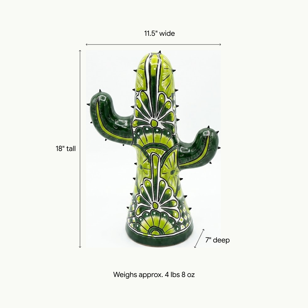 Saguaro Cactus Decor is Handmade Mexican Talavera Pottery, Room Decor for Bedroom or Bathroom  Outdoor Decorations