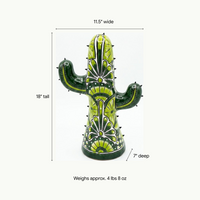 Saguaro Cactus Decor is Handmade Mexican Talavera Pottery, Room Decor for Bedroom or Bathroom  Outdoor Decorations