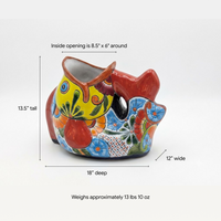 Talavera Whale Planter is Hand Painted Ceramic Mexican Pottery | Large Fish Planter Pot for Yard Art & Outdoor Garden Decor, Big Flower Pot