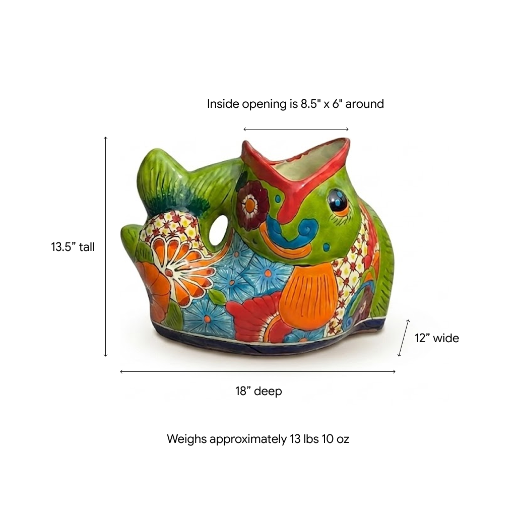 Talavera Whale | Hand-Painted Mexican Ceramic Talavera Pottery Garden Decor