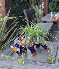 Talavera Bull Planter | Handmade Mexican Pottery Flower Pot | Garden Decoration