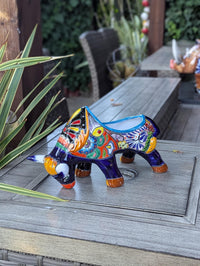 Talavera Bull Planter | Handmade Mexican Pottery Flower Pot | Garden Decoration