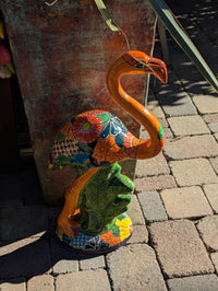 Talavera Flamingo, Hand-Painted Ceramic Yard Art & Home Decor