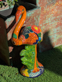 Talavera Flamingo, Hand-Painted Ceramic Yard Art & Home Decor